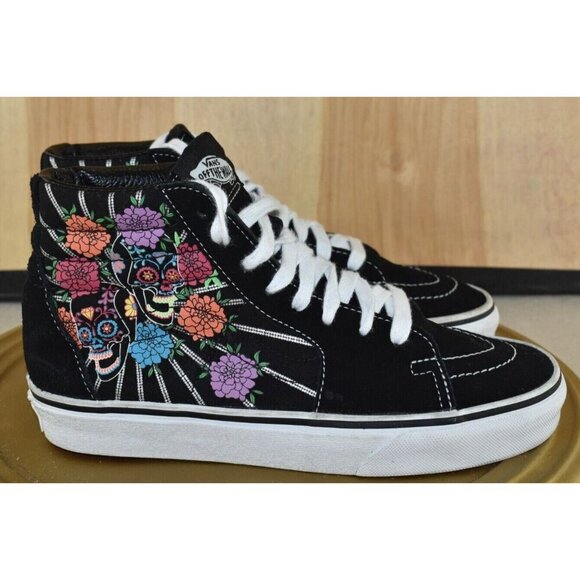 Vans Sk8-Hi Dia De Los Muertos Size Men 5.5 Women 7 Glow in the Dark Skull Shoes - Picture 3 of 10